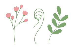 Set of 3 spring botanical design elements for sticker, icon, greeting, card and other different uses vector