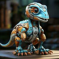 AI generated Robot Parasaurolophus kartun 3D photo