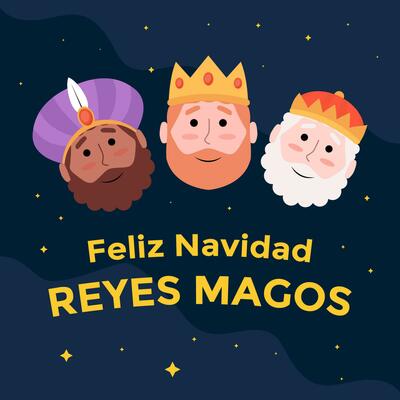 vector design feliz navidad reyes magos illustration in flat style