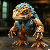 AI generated 3D cartoon Ankylosaurus robot photo