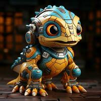 AI generated 3D cartoon Ankylosaurus robot photo