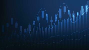 finance background with stock market statistic trend with candlesticks and bar chart vector