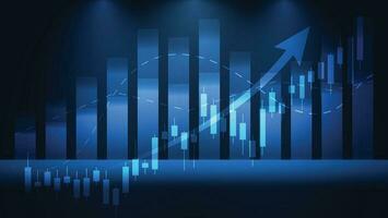 finance background with stock market statistic trend with candlesticks and bar chart vector