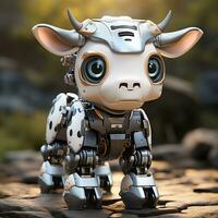 AI generated 3D cartoon cow robot photo