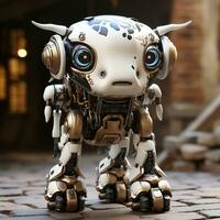 AI generated 3D cartoon cow robot photo