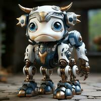 AI generated 3D cartoon cow robot photo