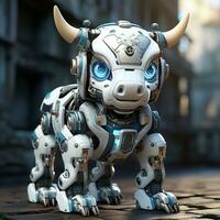 AI generated 3D cartoon cow robot photo