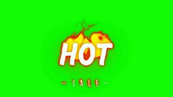 Hot Sale text Animation in Green Screen. Green Screen Text Animation in Chroma Key. Fire Transition. video