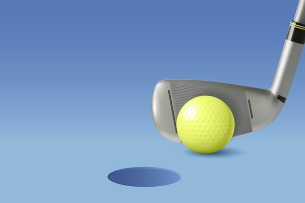 3d Stick Golf and Ball Cartoon Style. Vector