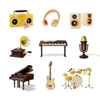 3d Musical Instrument Set Cartoon Style. Vector