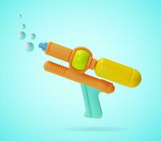 3d Kid Toy Water Gun with Bubbles Cartoon Style. Vector