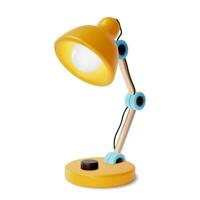 3d Table Lamp with Light Bulb Cartoon Style. Vector