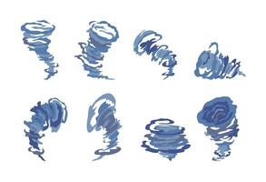 Cartoon Color Different Tornado Effects Set. Vector