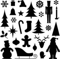 Christmas Illustrations Black Vector Silhouettes