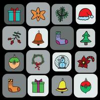 alegre Navidad moderno diseño, fiesta regalos, invierno elementos, Navidad árbol, Navidad decoraciones Navidad pegatinas modelo. vector