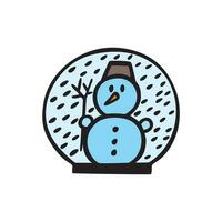 Flat vector illustration snowball with brainless. Merry Christmas