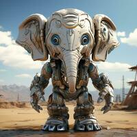 ai generado 3d dibujos animados elefante robot foto