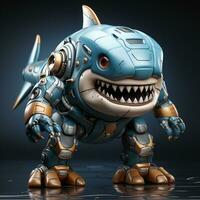 AI generated 3D cartoon Shark Robot photo