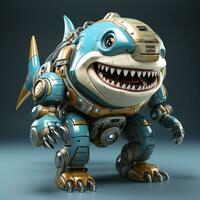 AI generated 3D cartoon Shark Robot photo