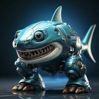 AI generated 3D cartoon Shark Robot photo