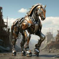 AI generated 3D cartoon horse robot photo