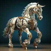 AI generated 3D cartoon horse robot photo