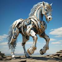 AI generated 3D cartoon horse robot photo