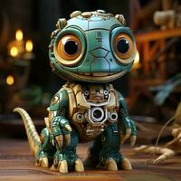 AI generated 3D cartoon Iguanodon robot photo