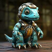 AI generated 3D cartoon Iguanodon robot photo