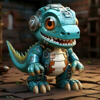 AI generated 3D cartoon Iguanodon robot photo