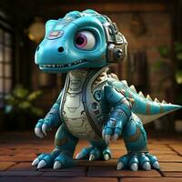 AI generated 3D cartoon Iguanodon robot photo