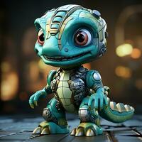 AI generated 3D cartoon Iguanodon robot photo