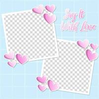 blank photo template square frame valentine day love style mockup design vector illustration