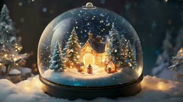 ai généré une neige globe avec une Noël village à l'intérieur video