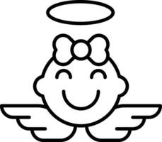 Little baby angel Outline vector illustration icon