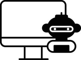 Computer Robot solid glyph vector illustration
