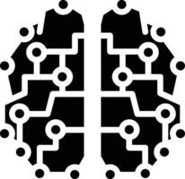 Robot brain solid and glyph vector illustration