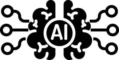 Ai brain thinking solid and glyph vector illustration