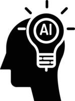 Head ai idea solid and glyph vector illustration