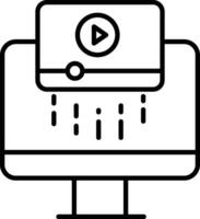 vídeo transmisión contorno vector ilustración icono