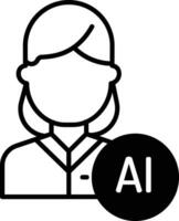 Ai user solid glyph vector illustration