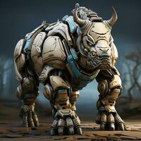 AI generated 3D cartoon rhino robot photo