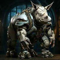 AI generated 3D cartoon rhino robot photo