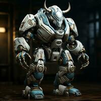 AI generated 3D cartoon rhino robot photo