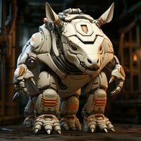 AI generated 3D cartoon rhino robot photo