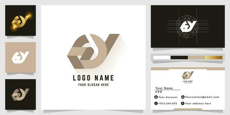 Letter GY or GOY monogram logo with business card design