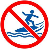 Attention Beach Safety Sign No Surfing vector