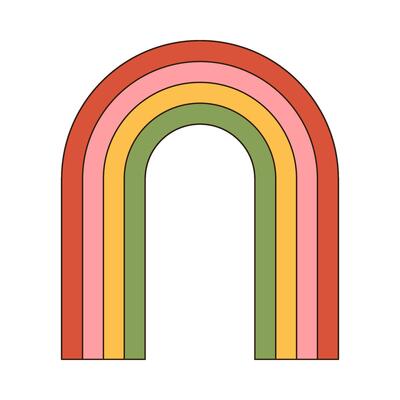 Groovy rainbow. Merry christmas retro style vector illustration icon