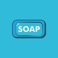 Soap bar flat design blue color with on a blue background vector