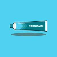 flat design toothpaste in blue on a blue background vector